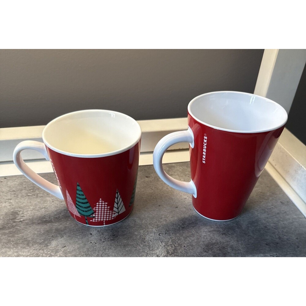 2 STARBUCKS Christmas Red and Green 2017 Coffee, Tea, Mug, Cup